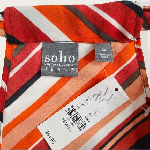 NWT New York & Company | Striped Cross Front Tie Neck Halter Top | XS - Picture 9 of 11